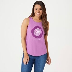 Life Is Good Purple Crusher Tee Tank Palm Tree Purple Size Small